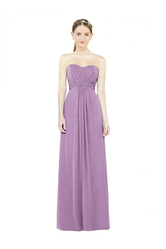 A-Line Sweetheart Soft Chiffon Long Dark Lavender Bridesmaid Dress Barrie