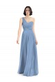 A-Line One Shoulder Soft Chiffon Long Dusty Blue Formal Dress / Bridesmaid Dress Barrie