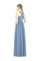A-Line V-Neck Chiffon Long Dusty Blue Bridesmaid Gowns Barrie