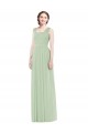 A-Line Spaghetti Straps Soft Chiffon Long Sage Bridesmaid Dress Barrie