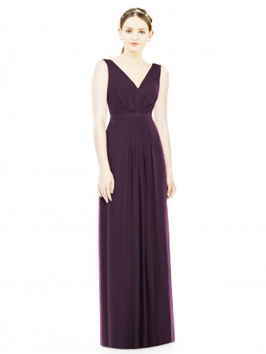 A-Line V-Neck Chiffon Long Grape Bridesmaid Dress / Evening Dress Barrie