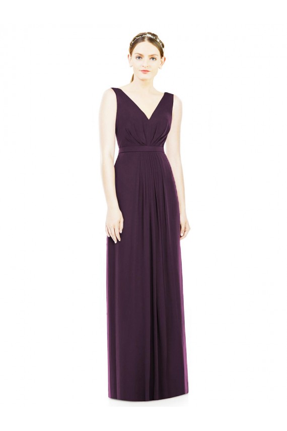 A-Line V-Neck Chiffon Long Grape Bridesmaid Dress / Evening Dress Barrie