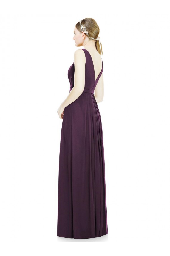 A-Line V-Neck Chiffon Long Grape Bridesmaid Dress / Evening Dress Barrie