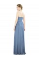 A-Line Strapless Soft Chiffon Long Dusty Blue Bridesmaid Dress Barrie