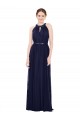 A-Line High Neck Soft Chiffon Long Dark Navy Bridesmaid Dress / Formal Dress Barrie