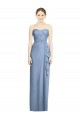 Sheath Strapless Soft Chiffon Long Dusty Blue Bridesmaid Dress Barrie