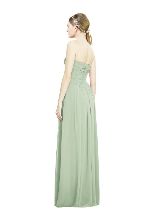 A-Line Strapless Soft Chiffon Long Sage Bridesmaid Dress Barrie