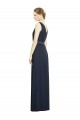 A-Line V-Neck Chiffon Long Dark Navy Bridesmaid Gowns Barrie