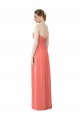 A-Line Strapless Soft Chiffon Long Coral Bridesmaid Dress Barrie