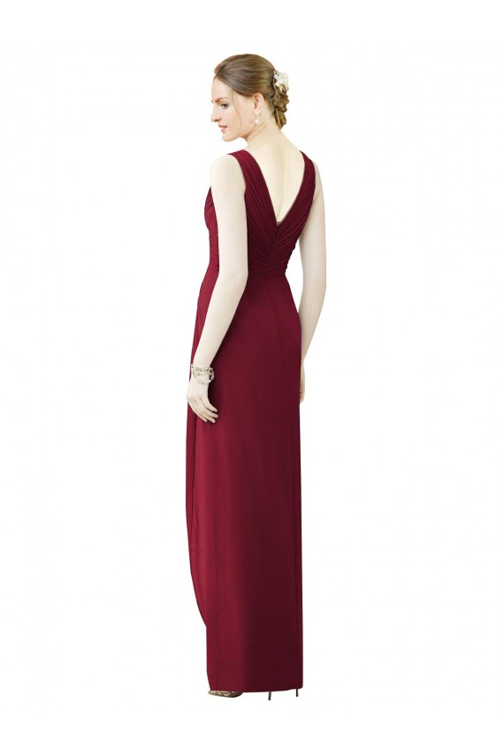 Sheath V-Neck Chiffon Long Frost Bridesmaid Dress / Evening Dress Barrie