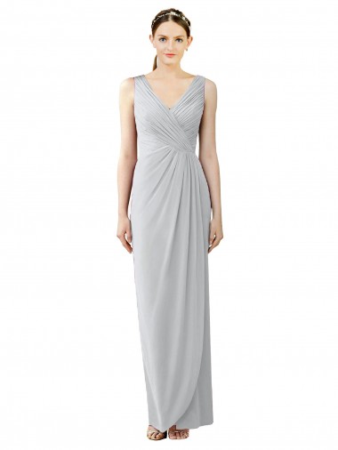 Sheath V-Neck Chiffon Long Frost Bridesmaid Dress / Evening Dress Barrie
