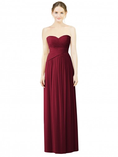 A-Line Sweetheart Soft Chiffon Long Burgundy Evening Dress / Bridesmaid Dress Barrie