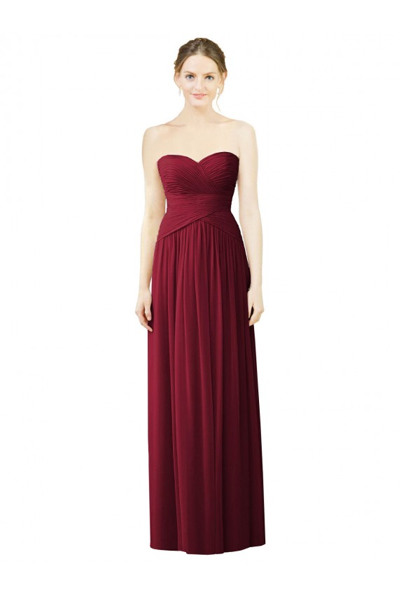 A-Line Sweetheart Soft Chiffon Long Burgundy Evening Dress / Bridesmaid Dress Barrie
