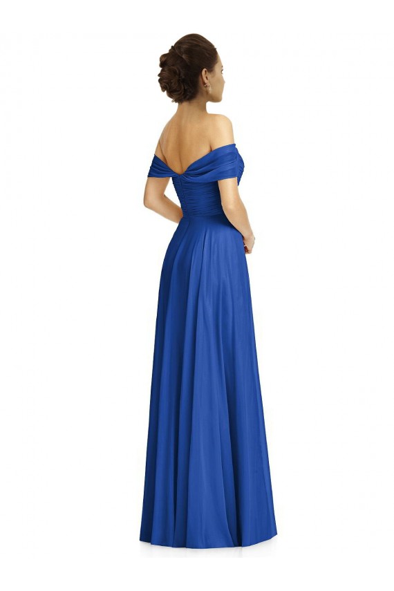 A-Line Sweetheart Soft Chiffon Long Royal Blue Semi Formal Evening Dress / Bridesmaid Dress Barrie