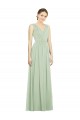 A-Line V-Neck Soft Chiffon Long Sage Bridesmaid Dress Barrie