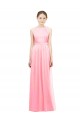 A-Line Halter Neck Soft Chiffon Long Salmon Bridesmaid Dress Barrie
