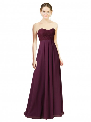 A-Line Sweetheart Soft Chiffon Long Grape Bridesmaid Dress Barrie