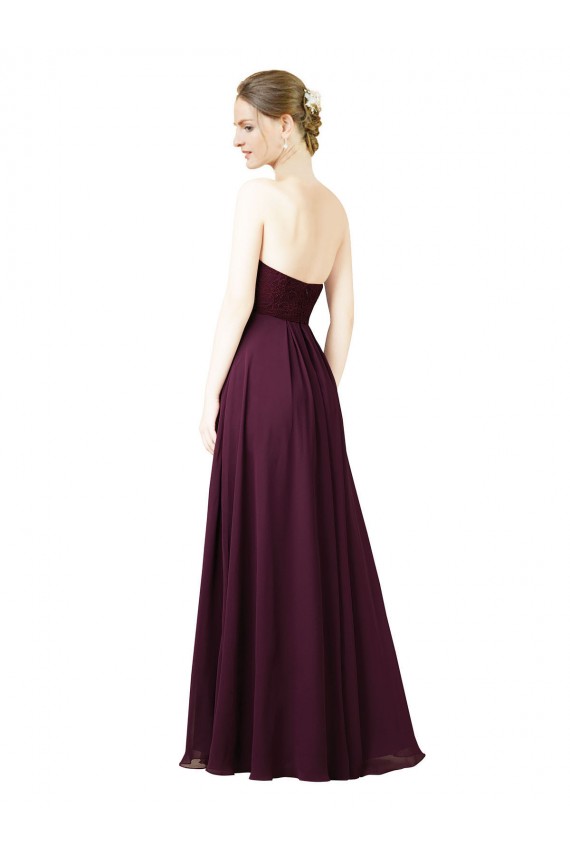 A-Line Sweetheart Soft Chiffon Long Grape Bridesmaid Dress Barrie