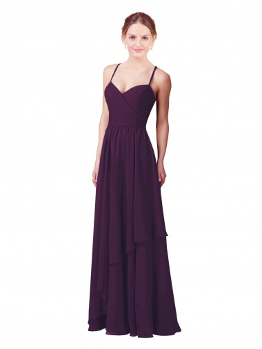 Sheath Sweetheart Soft Chiffon Long Grape Bridesmaid Dress Barrie