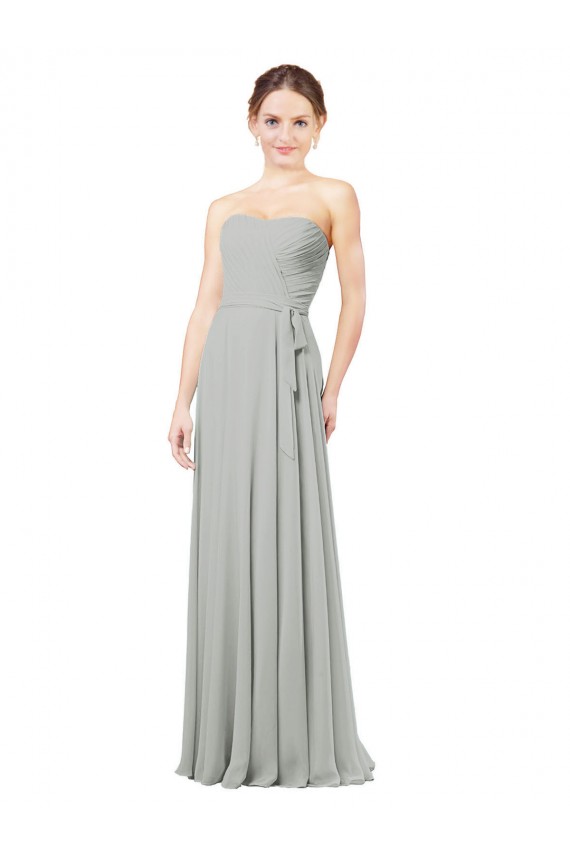 A-Line Sweetheart Soft Chiffon Long Silver Bridesmaid Dresses Barrie