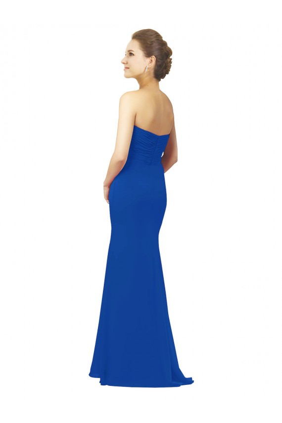 A-Line Sweetheart Chiffon Long Royal Blue Bridesmaid Dress / Evening Gowns Barrie