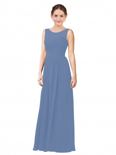 Sheath Sweetheart Soft Chiffon Long Windsor Blue Bridesmaid Dress Barrie