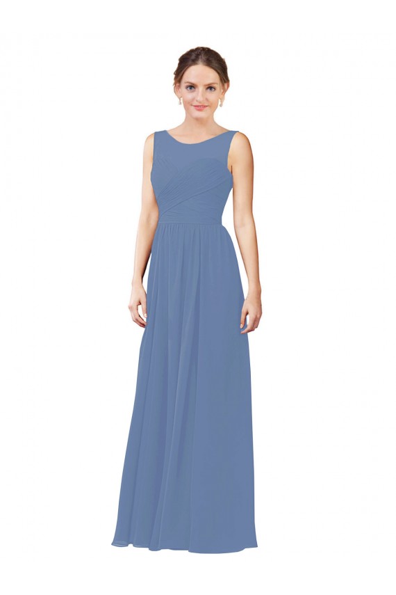 Sheath Sweetheart Soft Chiffon Long Windsor Blue Bridesmaid Dress Barrie