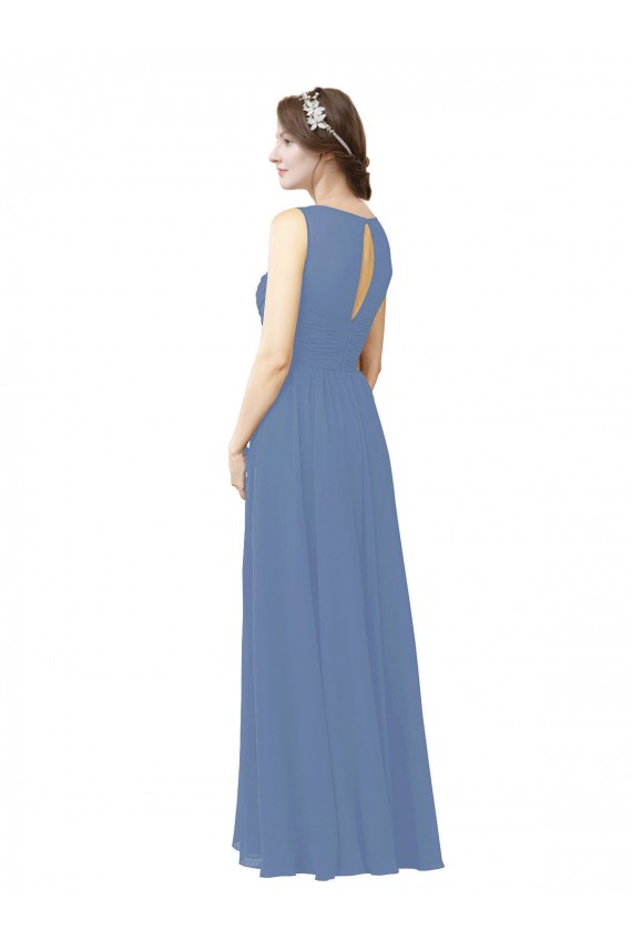 Sheath Sweetheart Soft Chiffon Long Windsor Blue Bridesmaid Dress Barrie