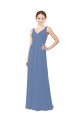 Sheath V-Neck Soft Chiffon Long Windsor Blue Bridesmaid Dress Barrie