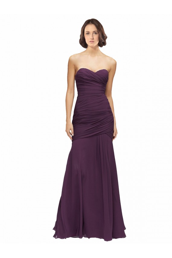 Mermaid Sweetheart Soft Chiffon Long Grape Bridesmaid Dress Barrie