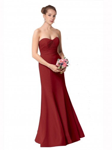 Mermaid Sweetheart Soft Chiffon Long Burgundy Bridesmaid Dress Barrie