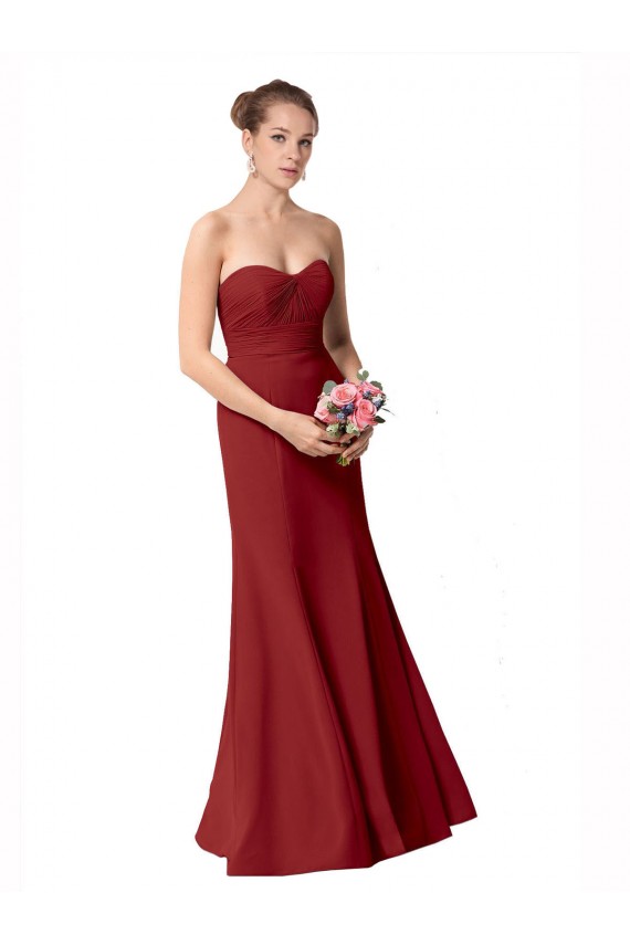 Mermaid Sweetheart Soft Chiffon Long Burgundy Bridesmaid Dress Barrie