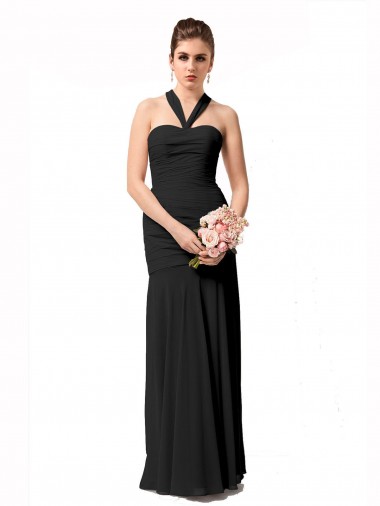 Mermaid Halter Neck Chiffon Long Black Bridesmaid Dress / Evening Dress Barrie