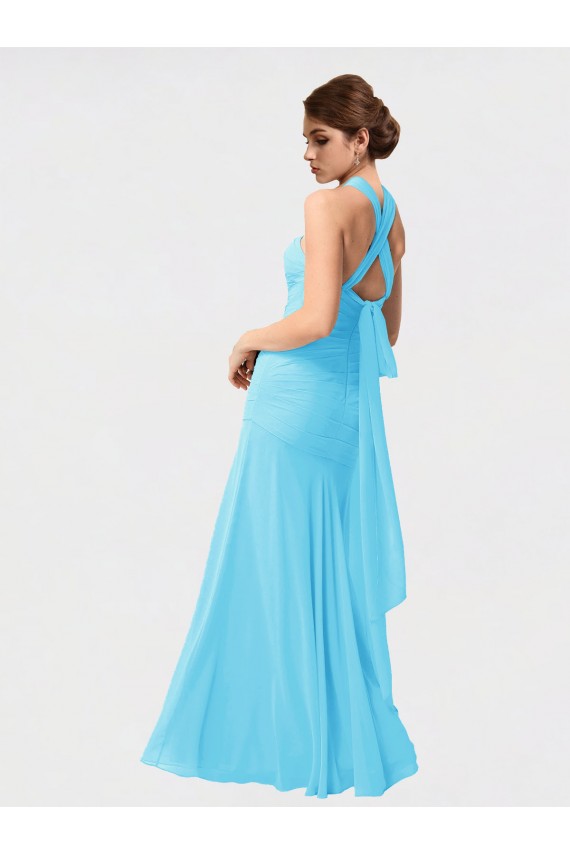 Mermaid Halter Neck Chiffon Long Black Bridesmaid Dress / Evening Dress Barrie