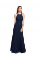 Mermaid High Neck Soft Chiffon Long Dark Navy Prom Dress / Bridesmaid Dress Barrie