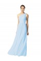 A-Line One Shoulder Soft Chiffon Long Light Sky Blue Bridesmaid Dress Barrie
