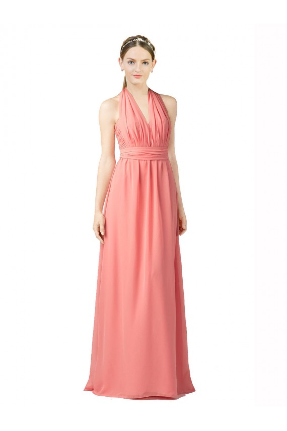 A-Line Sweetheart Soft Chiffon Long Watermelon Bridesmaid Dress Barrie