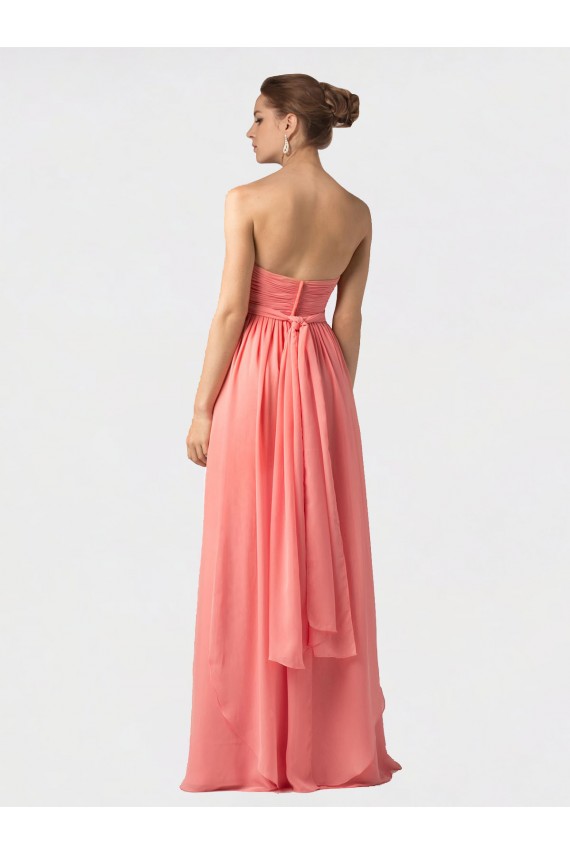 A-Line Sweetheart Soft Chiffon Long Watermelon Bridesmaid Dress Barrie