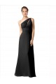 A-Line One Shoulder Soft Chiffon Long Black Bridesmaid Dress Barrie