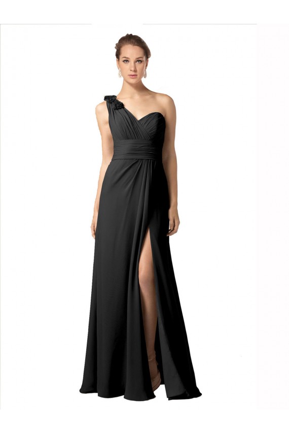 A-Line Sweetheart Soft Chiffon Long Black Bridesmaid Dress / Formal Dress Barrie