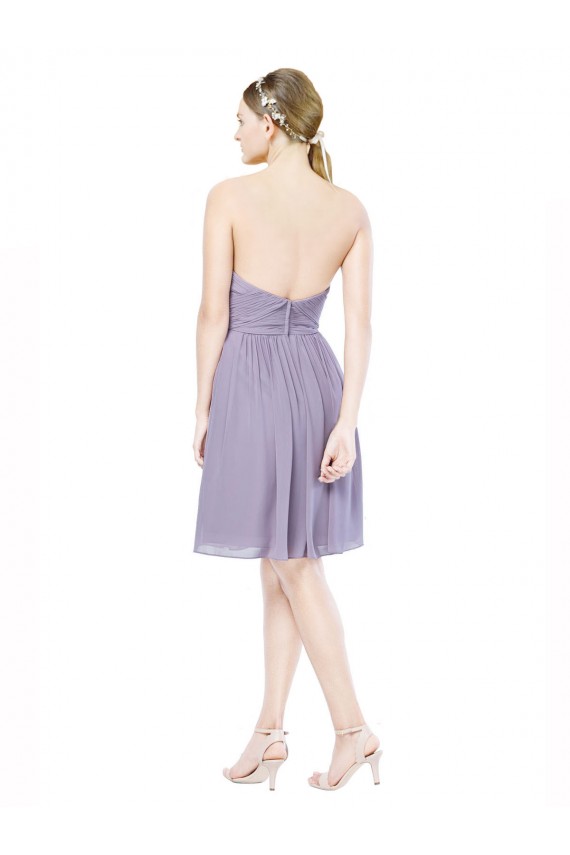 A-Line Sweetheart Soft Chiffon Knee Length Burgundy Bridesmaid Dress Barrie