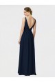 A-Line V-Neck Chiffon Long Dark Navy Bridesmaid Dresses / Formal Dresses Barrie