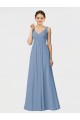 A-Line Sweetheart Soft Chiffon Long Dusty Blue Bridesmaid Dress Barrie