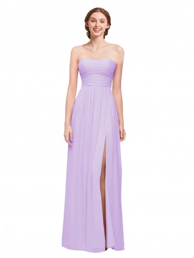 A-Line Strapless Soft Chiffon Long Lilac Evening Dress / Bridesmaid Dress Barrie