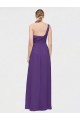 A-Line V-Neck Soft Chiffon Long Plum Purple High Low Bridesmaid Dress Barrie