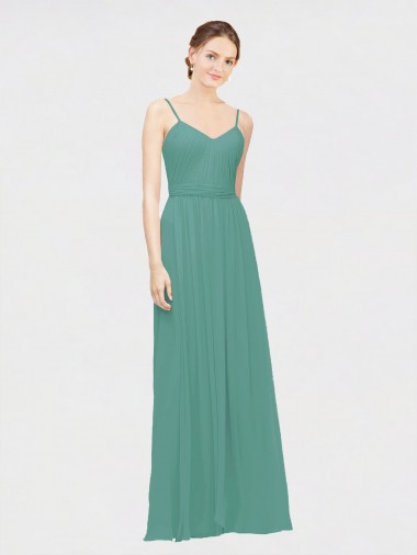 A-Line V-Neck Chiffon Long Icelandic Silver Bridesmaid Dress / Evening Dress Barrie