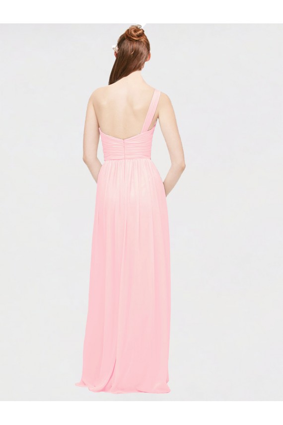 A-Line Sweetheart Soft Chiffon Long Pink Bridesmaid Dress Barrie
