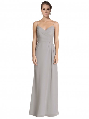 Sheath Sweetheart Soft Chiffon Long Silver Bridesmaid Dress Barrie