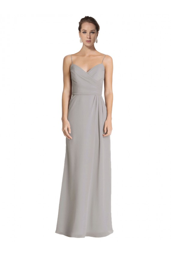 Sheath Sweetheart Soft Chiffon Long Silver Bridesmaid Dress Barrie