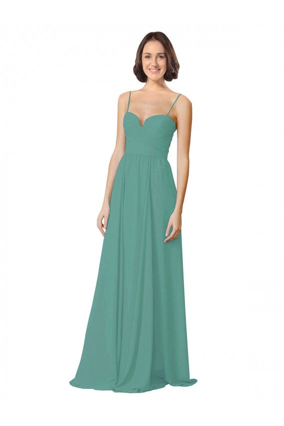 A-Line Sweetheart Soft Chiffon Long Icelandic Silver Bridesmaid Dress Barrie
